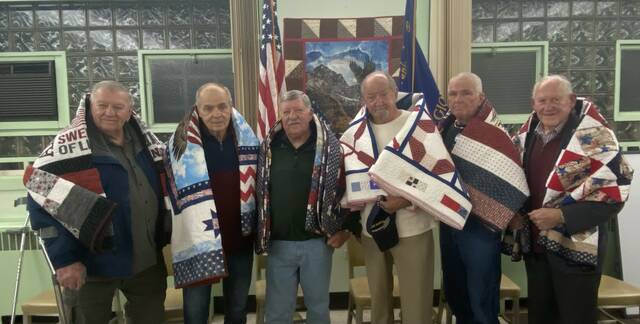 Quilt of Honor honorees, from left: William James; Harry Perri; John Gayewski; Michael Sudal; Darwin Pershau; and Henry Menapace.
                                 Submitted Photo